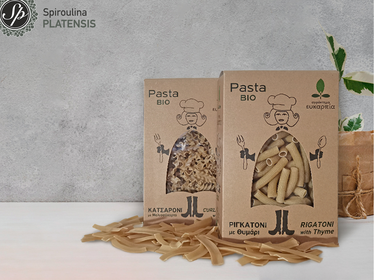 Παραδοσιακά ζυμαρικά με βότανα σε ανακυκλώσιμη μπεζ συσκευασία