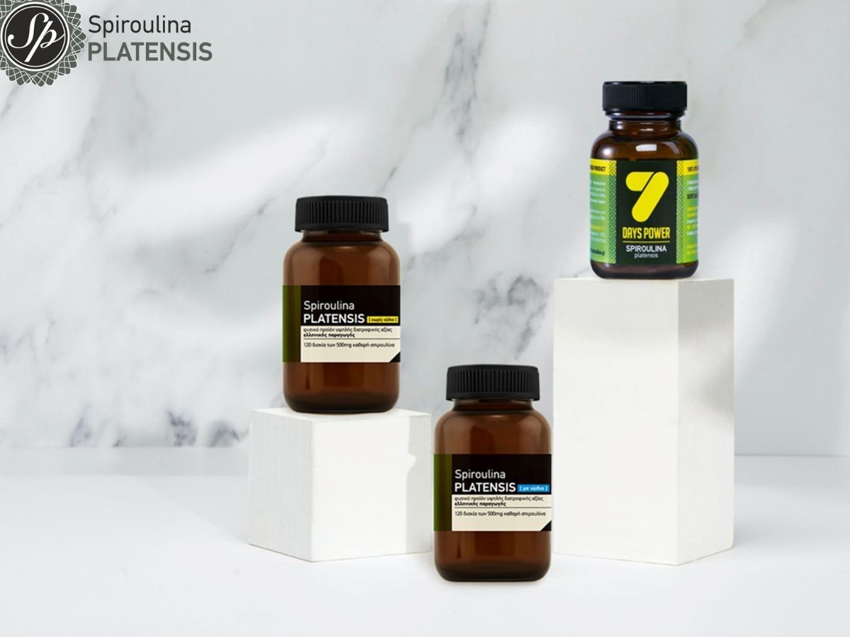 3 συσκευασίες Spiroulina PLATENSIS με Ιώδιο, Χωρίς Ιώδιο & 7 days power