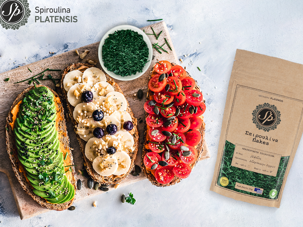3 σαντουιτς με σπιρουλίνα flakes