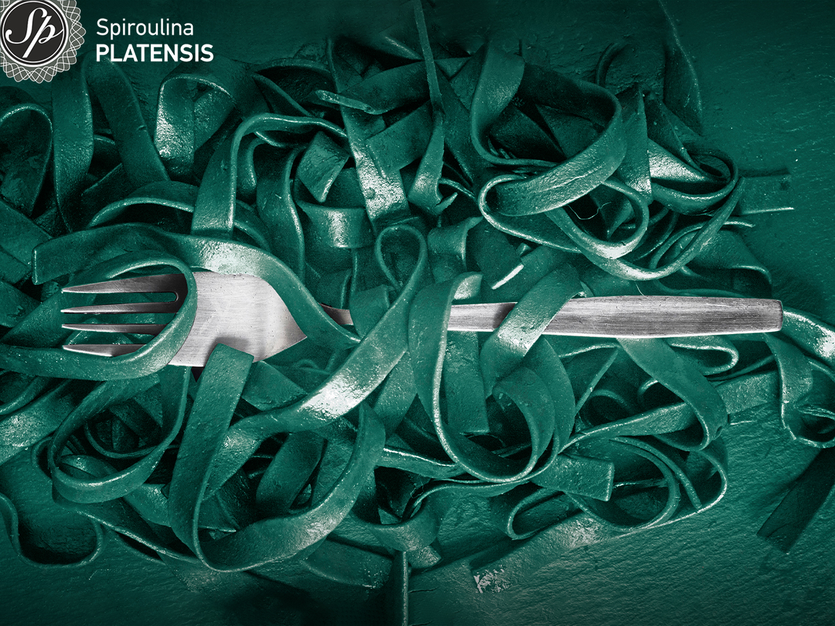 βρασμένες ταλιατέλες με Spiroulina PLATENSIS