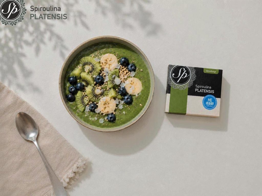 Smoothie bowl με Spiroulina PLATENSIS Με Ιώδιο, ακτινίδιο, μπανάνα και blueberries
